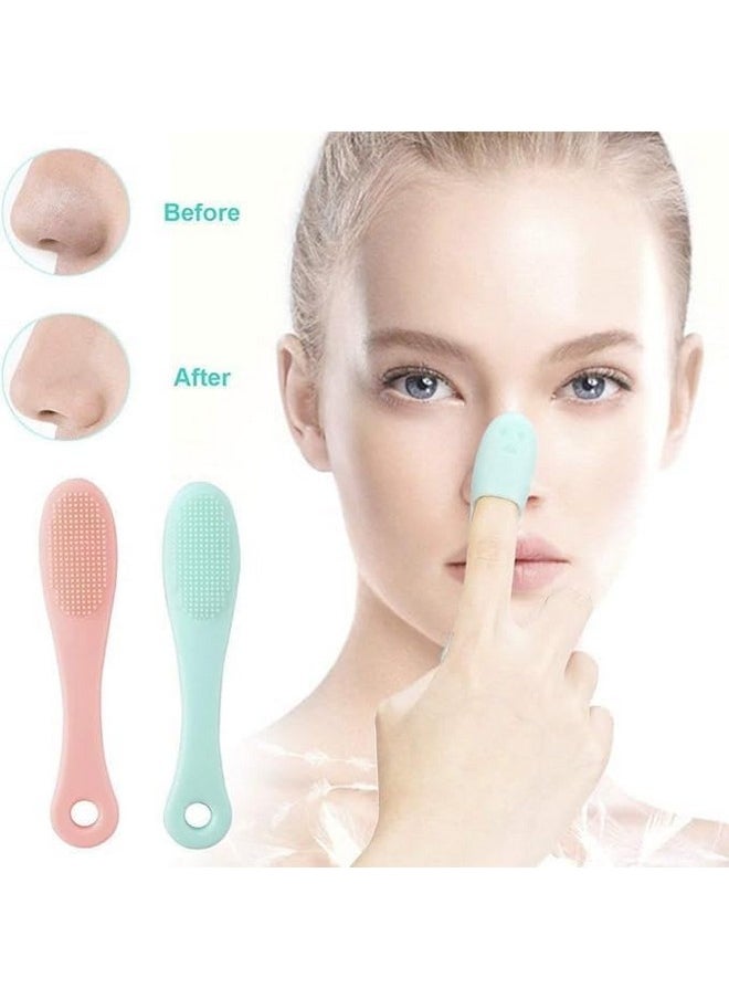 Valkyrie - 2 Pcs Silicone Face Cleaner Blackhead Remover Brush Cleanser Nose Pore Brush Finger Scruber Tool Facial Skin Cleaner Massage Brush - Image 1