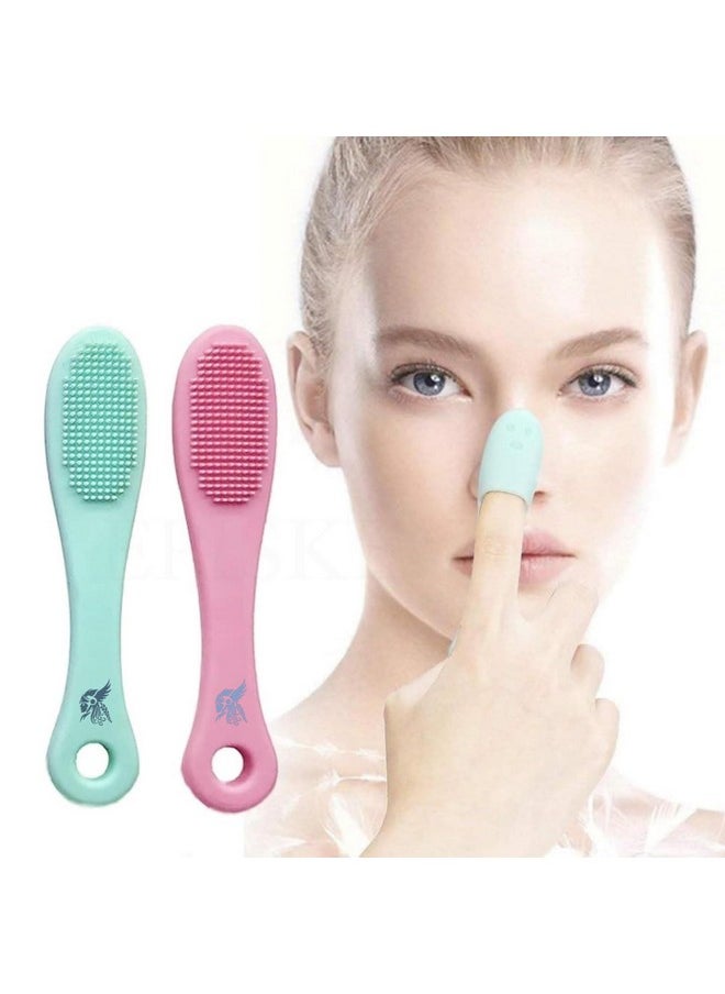 Valkyrie - 2 Pcs Silicone Face Cleaner Blackhead Remover Brush Cleanser Nose Pore Brush Finger Scruber Tool Facial Skin Cleaner Massage Brush - Image 1