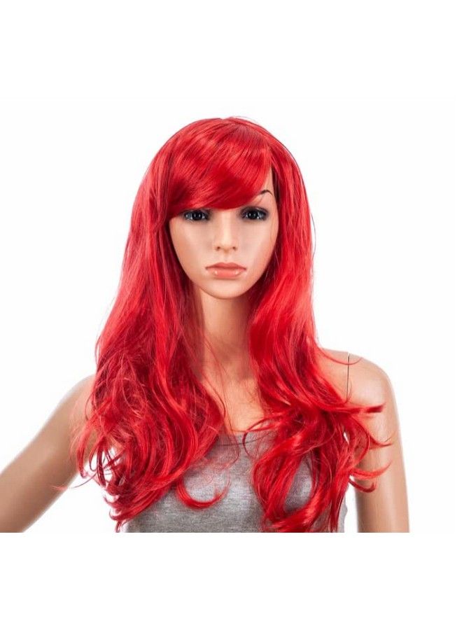 SAHAYA Synthetic Colored Wavy Hair Wig 23 Inch For Photo Shop Fancy Dress Cosplay Party Fun (Red) - Image 2