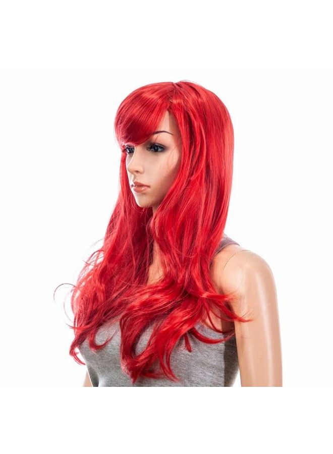 SAHAYA Synthetic Colored Wavy Hair Wig 23 Inch For Photo Shop Fancy Dress Cosplay Party Fun (Red) - Image 3