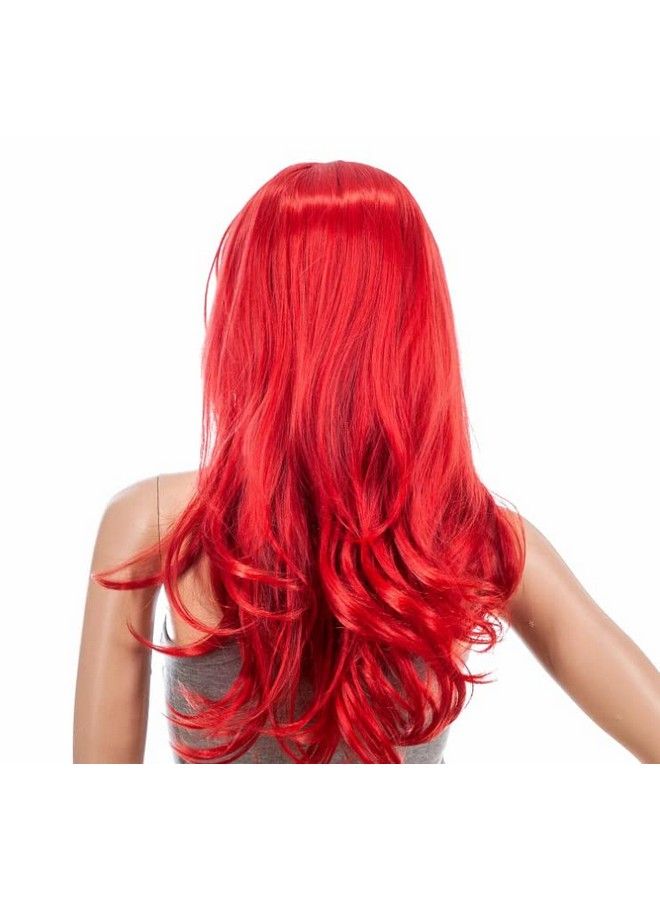 SAHAYA Synthetic Colored Wavy Hair Wig 23 Inch For Photo Shop Fancy Dress Cosplay Party Fun (Red) - Image 4