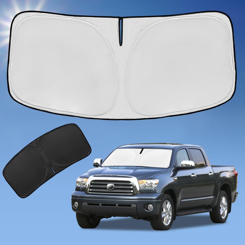 Sun Shade Sunshade for Toyota Tundra Windshield Cover 4Layer Front Window Shade Custom fit Tundra 20072021 Limited SR5 Platinum TRD Pro Pickup Sun Visor 240T Shade Blocks UV Rays Car Accessories
