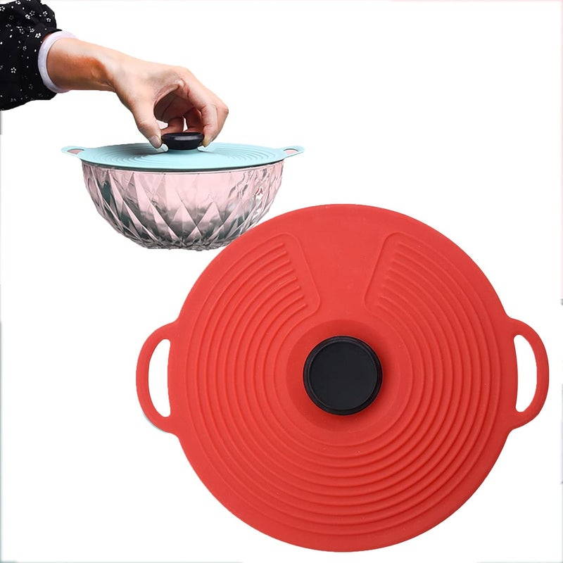 klarako Silicone Lids Food Covers, 3PCS Containers Seal Preservation Lids, Reusable Silicone Lids Food and Bowl Covers, Silicone Suction Lids Seal Lid Heat Resistant Microwave Dishwasher Safe (Red L) - Image 1