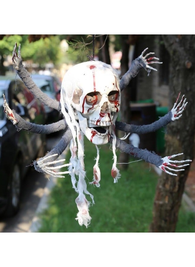 CCOVERY Skull Decoration, Glowing and Sound Emitting Skeleton with Six Electric Pendants for festival Garden Decorations, Decorative Luminous Lamp Props - Image 1