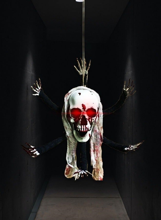CCOVERY Skull Decoration, Glowing and Sound Emitting Skeleton with Six Electric Pendants for festival Garden Decorations, Decorative Luminous Lamp Props - Image 5