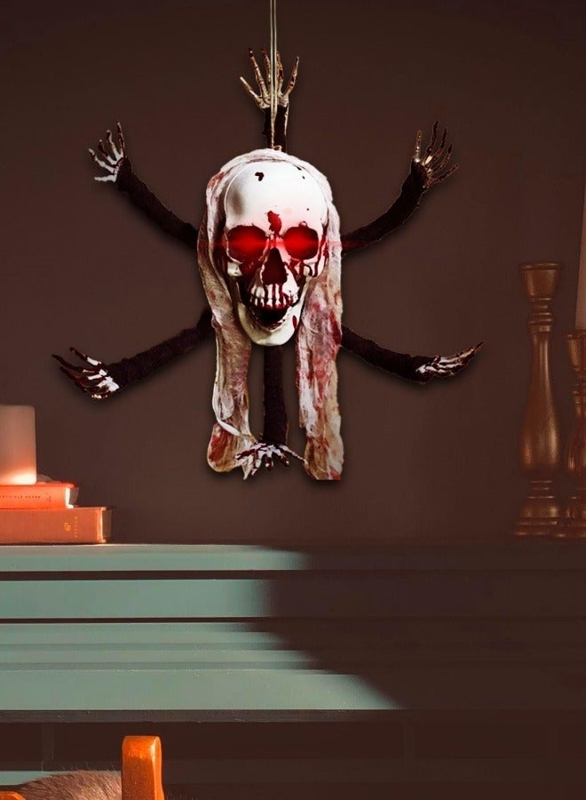 CCOVERY Skull Decoration, Glowing and Sound Emitting Skeleton with Six Electric Pendants for festival Garden Decorations, Decorative Luminous Lamp Props - Image 3