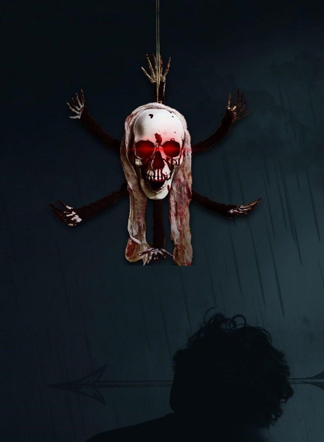 CCOVERY Skull Decoration, Glowing and Sound Emitting Skeleton with Six Electric Pendants for festival Garden Decorations, Decorative Luminous Lamp Props - Image 4