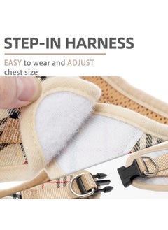 PUPTECK PUPTECK Adjustable Dog Harness Collar and Leash Set Step in No Pull Pet Harness for Small Medium Dogs Puppy and Cats Outdoor Walking Running, Soft Mesh Padded Reflective Vest Harnesses, Beige S  - Image 4