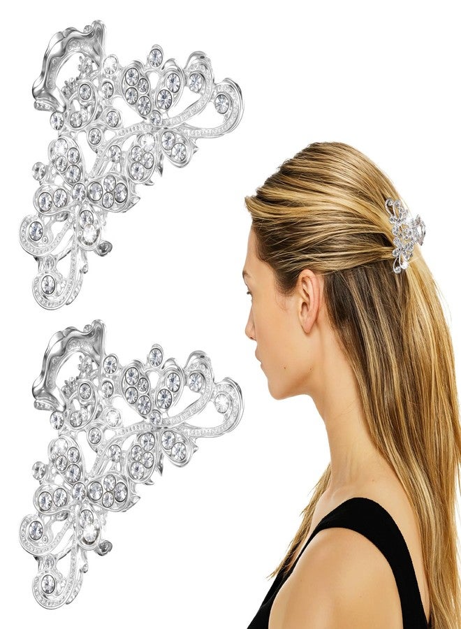 Mbaiyo 2 Pcs Rhinestone Hair Claw Clips, Sparkly Diamond Fancy Hair Clips for Women Silver Crystal Bling Claw Clip Glitter Diamond - Image 1