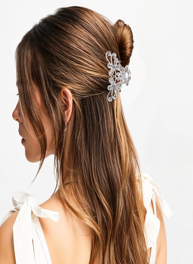Mbaiyo 2 Pcs Rhinestone Hair Claw Clips, Sparkly Diamond Fancy Hair Clips for Women Silver Crystal Bling Claw Clip Glitter Diamond - Image 2