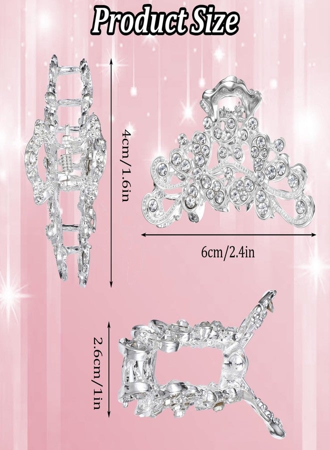 Mbaiyo 2 Pcs Rhinestone Hair Claw Clips, Sparkly Diamond Fancy Hair Clips for Women Silver Crystal Bling Claw Clip Glitter Diamond - Image 3