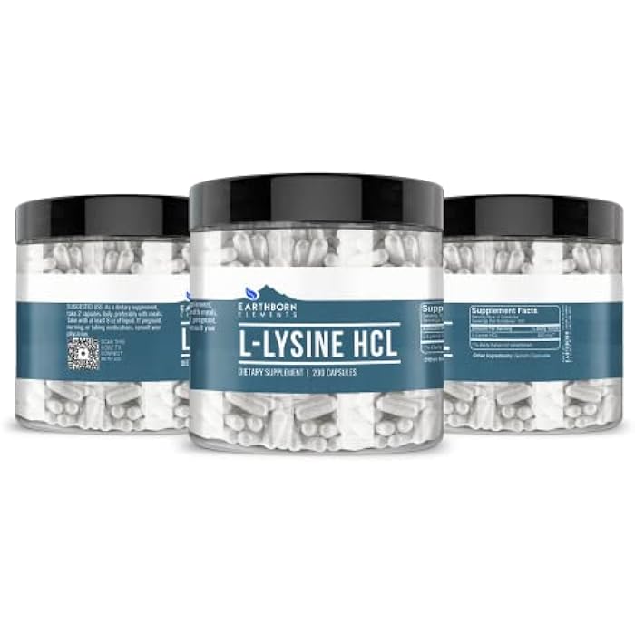 Earthborn Elements L-Lysine HCL 200 Capsules, Pure & Undiluted, No Additives - Image 4
