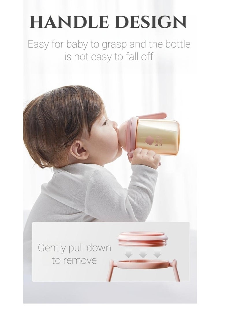 Baby Care Baby feeding Bottle with 13° Incline Nipple Design, Baby Milk Bottle Anti-Colic Learner Cup with Handle, BPA-Free, Easy to Feed, Multi-Use Baby Bottle Pink 300ml - Image 3