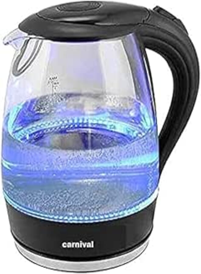 Carnival Transparent Glass Kettle - Light Blue LED - Carnival