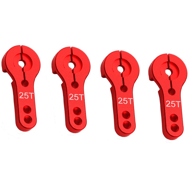 Vgoohobby 6Pcs Vgoohobby 25T Aluminum Servo Horns RC 25 Tooth Steering Arm M3 Threads for RC Car Truck Buggy Airplane Boat Red - Image 3