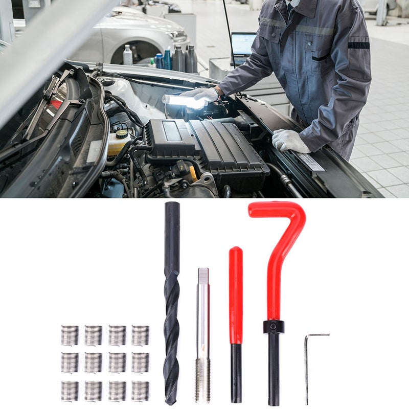 17Pcs Thread Repair Kit Stainless Steel Twisted Drill Tap Wrench Threaded Insert Tool M10x1 - Image 5