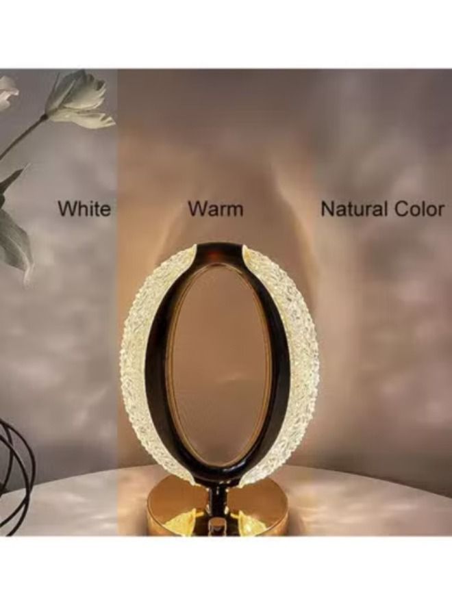 ACLIX Crystal Diamond Table Lamp Round Oval Nightlight Type C Tricolour Dimming Table - Image 2