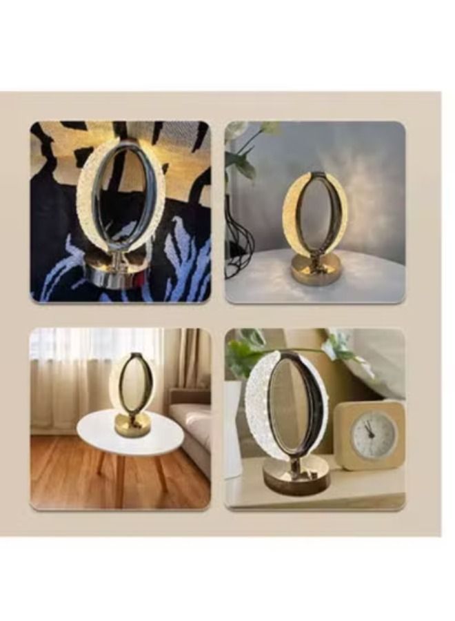 ACLIX Crystal Diamond Table Lamp Round Oval Nightlight Type C Tricolour Dimming Table - Image 3