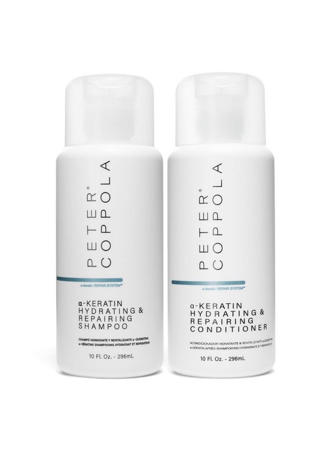 Peter Coppola A-Keratin Hydrating & Repairing Shampoo And Conditioner Duo - Strengthen And Repair Damaged Hair - Nourishes Hair For Soft Shiny Hair 10 Oz  - Image 1