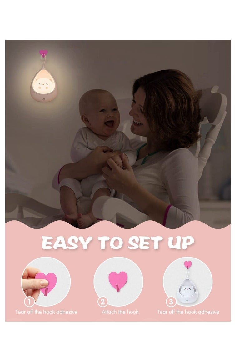 شو وو Cute Cat Night Light Kids, Baby with Sensor, Rechargeable Kids Light, Warm White LED NightLights for Children, Bedroom, Gift Girl, - Image 4