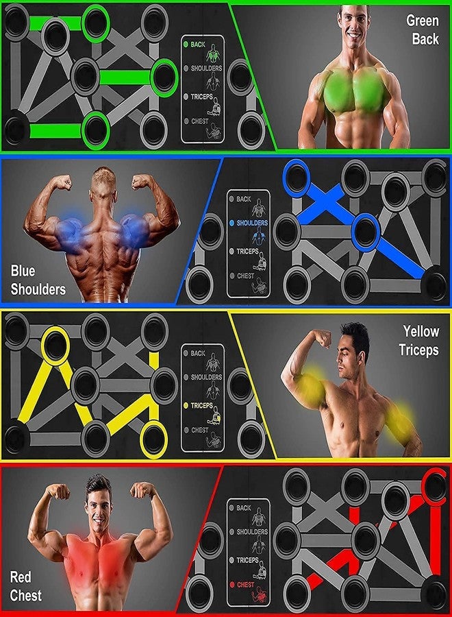 لوح تمارين الضغط القابل للطي من مادة ABS من Fitfix®، لوح تمارين ضغط 15 في 1 للرجال، قضيب تمارين الضغط، حامل تمارين الضغط، قضبان تمارين الضغط، معدات رياضية للرجال، معدات تمارين، معدات تمارين الصدر (أسود) - Image 3