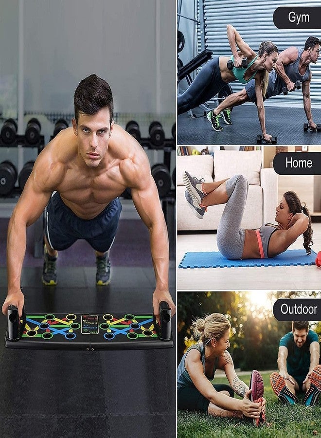 لوح تمارين الضغط القابل للطي من مادة ABS من Fitfix®، لوح تمارين ضغط 15 في 1 للرجال، قضيب تمارين الضغط، حامل تمارين الضغط، قضبان تمارين الضغط، معدات رياضية للرجال، معدات تمارين، معدات تمارين الصدر (أسود) - Image 2