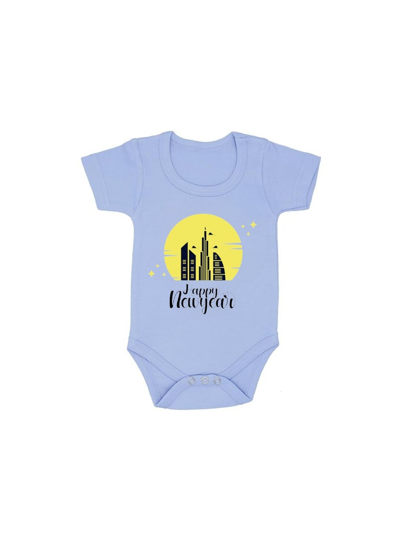 Happy New Year In Dubai With This Soft Cotton Baby Short Sleeve Onesie-Baby Bodysuit For New Year's Dubai-Baby's New Year's Outfit - Image 1