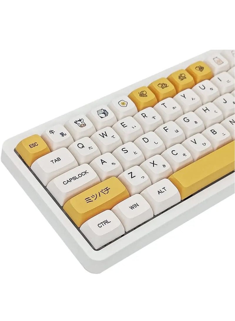 Y&D PBT Keycaps 140 Keys XDA Profile Dye-Sub Japanese Honey Milk Keycap, ANSI Layout Keycap Suitable for Mechanical Gaming Keyboard Gateron Kailh Cherry MX Switches (Keycaps only) - Image 1