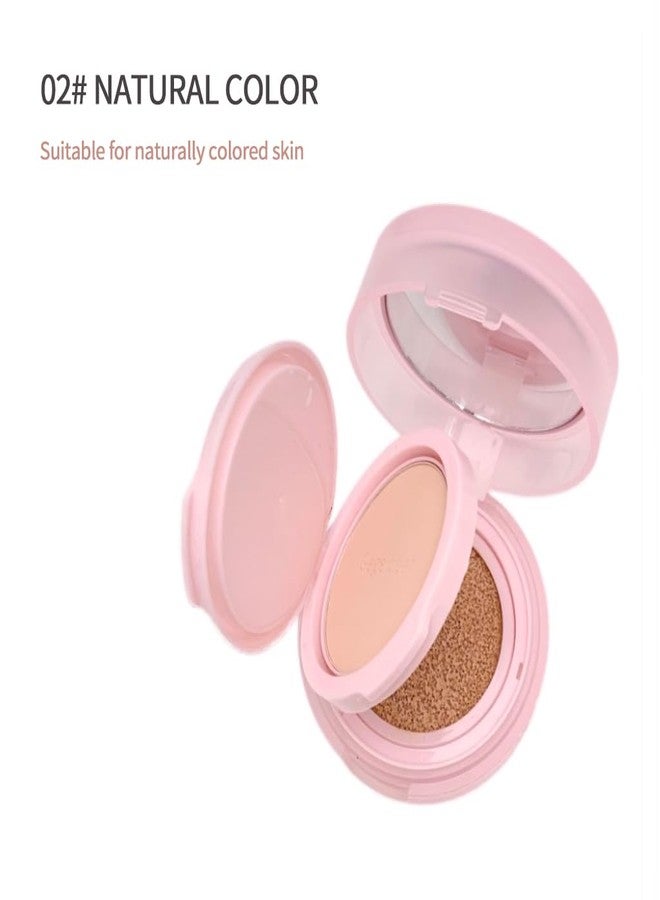 Gege Bear 2-in-1 Cushion Foundation & Compact Powder for Women | Hydrating Formula + Oil Control Powder | Sleek Pink Travel-Ready | Perfect for Fair to Natural Skin Tones | Buildable Coverage That Blurs and Brightens | (02# Natural Color, 13g Cushion Foundation + 7g Compact Powder) - Image 2