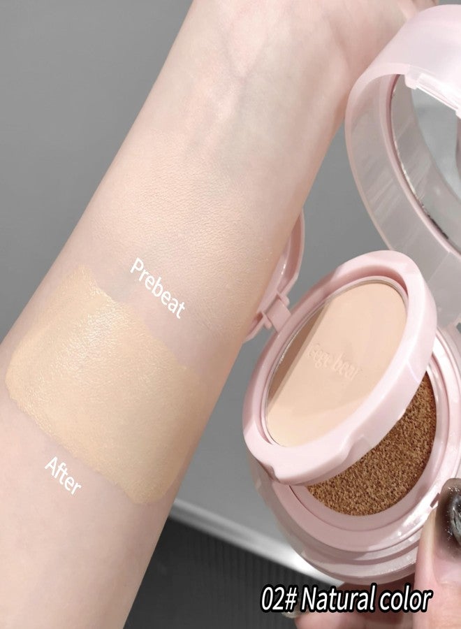 Gege Bear 2-in-1 Cushion Foundation & Compact Powder for Women | Hydrating Formula + Oil Control Powder | Sleek Pink Travel-Ready | Perfect for Fair to Natural Skin Tones | Buildable Coverage That Blurs and Brightens | (02# Natural Color, 13g Cushion Foundation + 7g Compact Powder) - Image 3