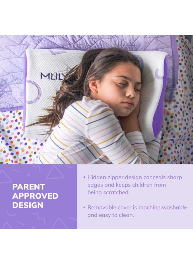 MLILY Kids Pillow for Sleeping, Adjustable Kids Memory Foam Pillow for Bed Set, Breathable and Soft Pillows for Kids Boy Girl, CertiPUR-US Certified, 12x20 Inch, Purple - Image 4