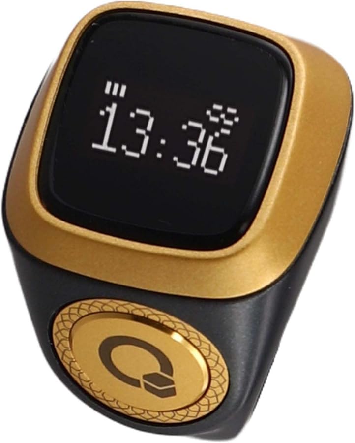 Digital Tasbih Ring With Counter Vibration Reminder Waterproof Azan Alarm Clock 20mm Black - Image 2