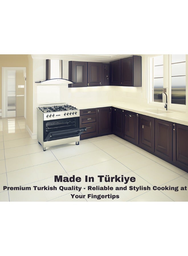 GeneralGold General Gold 90x60 cm Freestanding Gas Cooker with 5 Burners, Gas Oven and Grill with Cooling Fan, Triple Glass Door, Push Button Ignition, Full FFD, Sabaf Burners - Image 3