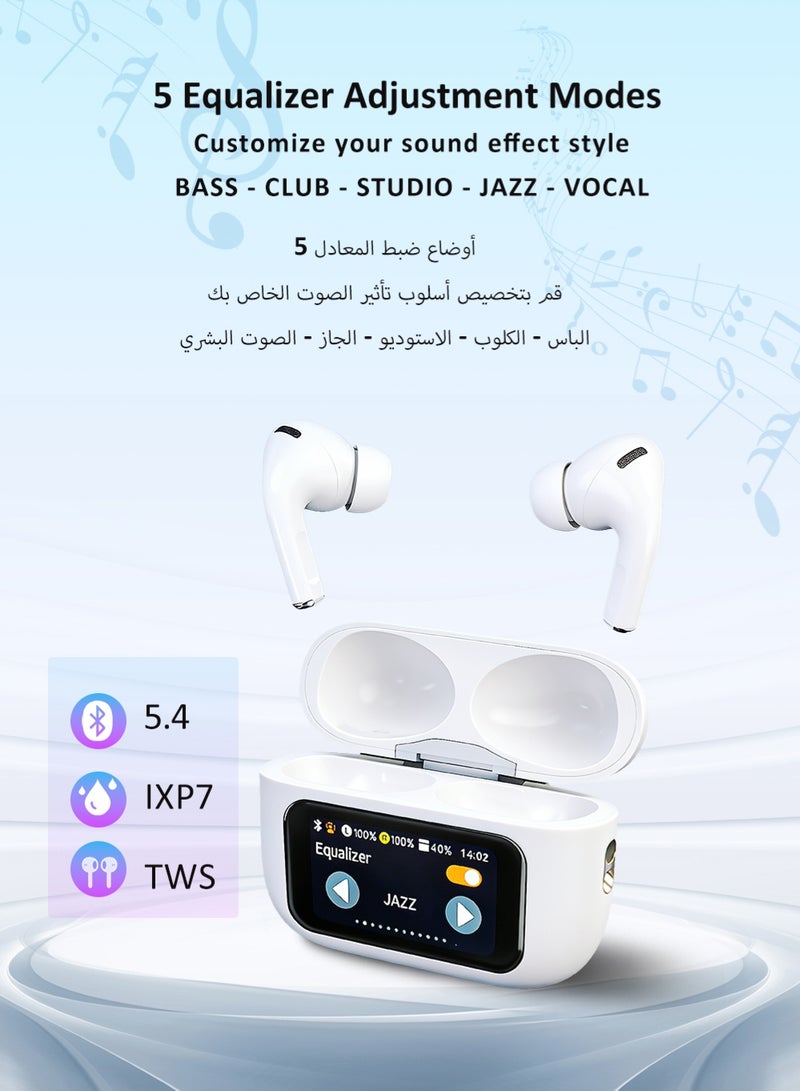 ISKU Wireless Earbuds Bluetooth Earphones Visual Screen Headphones ANC In-Ear Buds with Display TWS BT5.4 Touch Screen Headset Noise Cancellation IPX7 Headphones with Answering Calls Remote Control Taking Photos - Image 2