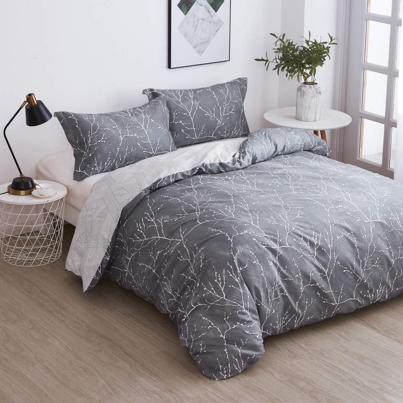 OAITE Duvet Cover Set, 100% Cotton Duvet Cover, Ultra Soft and Easy Care, Bedding Twin Queen King Size Set, 3-Piece Duvet Cover Set Includes 2 Pillow Shams (Branch, Twin) - Image 2