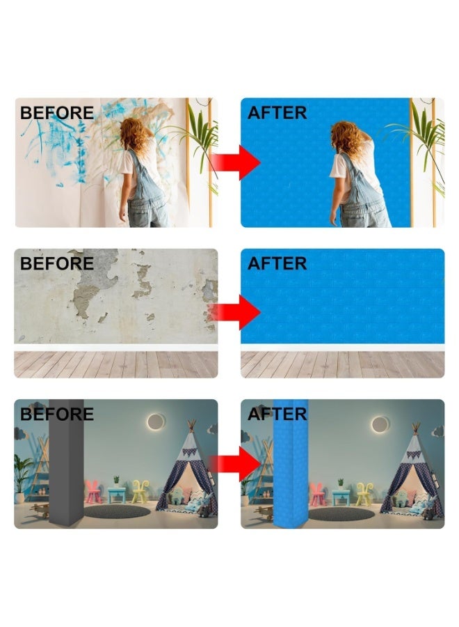 TEKCOOL Self-Adhesive Waterproof PE Foam 3D Wall Panels Wallpaper Sticker for Bathroom, Living Room, and Home Decoration (70 x 77cm, Appx. 5.8Sq Feet) (5pc Blue)' - Image 3