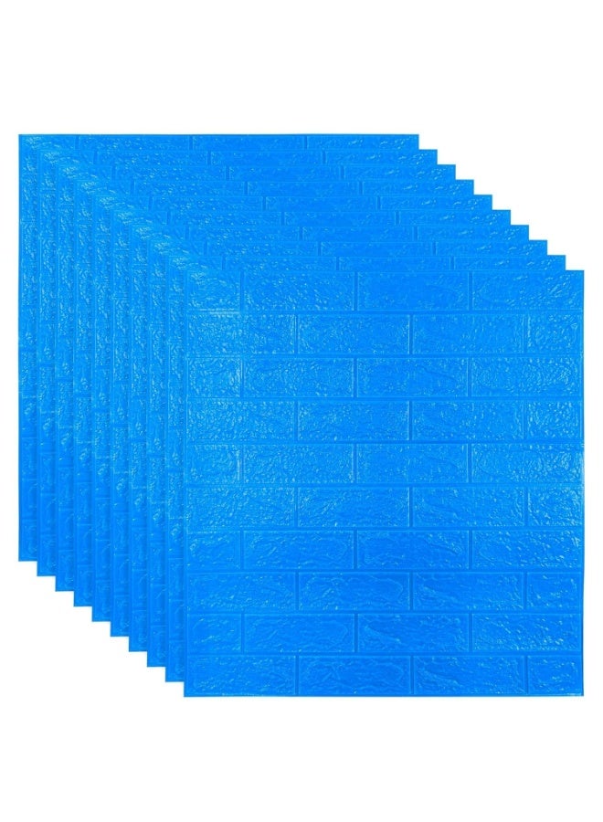 TEKCOOL Self-Adhesive Waterproof PE Foam 3D Wall Panels Wallpaper Sticker for Bathroom, Living Room, and Home Decoration (70 x 77cm, Appx. 5.8Sq Feet) (5pc Blue)' - Image 1
