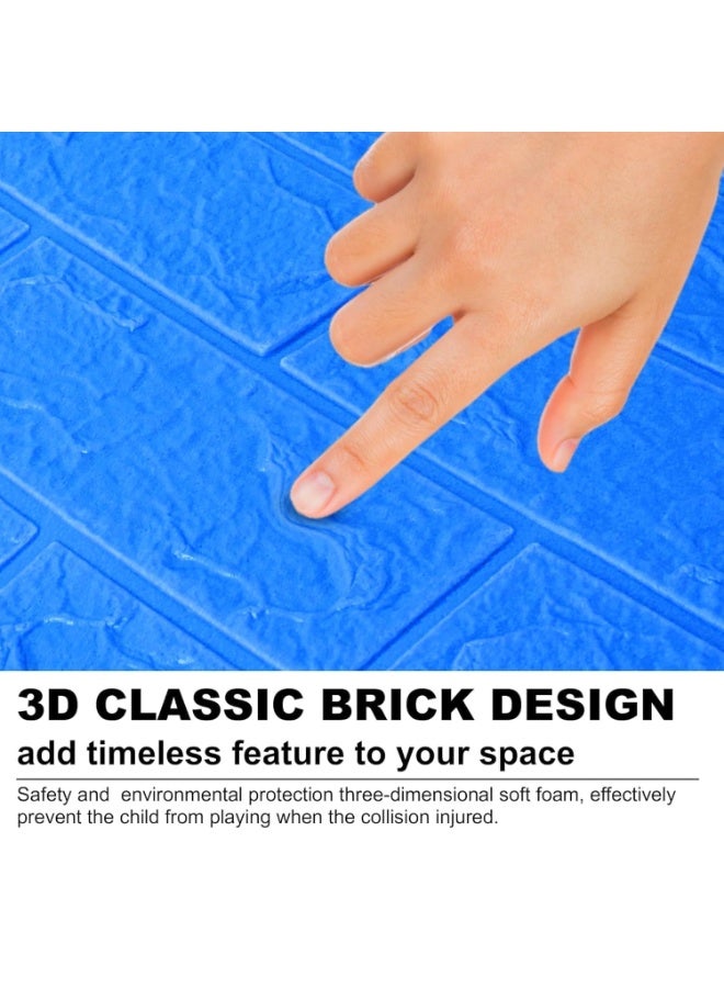 TEKCOOL Self-Adhesive Waterproof PE Foam 3D Wall Panels Wallpaper Sticker for Bathroom, Living Room, and Home Decoration (70 x 77cm, Appx. 5.8Sq Feet) (5pc Blue)' - Image 2