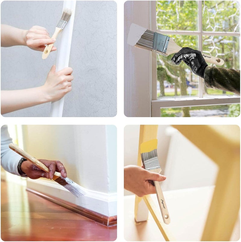 Magimate Wood Stain Brush Angle Sash Paint Brushes for Wall Trim Furniture Painting House Touch ups Assorted Lacquer Brushes 1 inch 1.5inch 2inch 2.5inch Flat Slant Brushes Variety Pack of 5 - Image 3