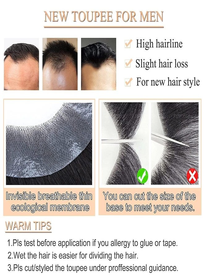 بلوشيا رقعة شعر أمامية من BLUSHIA للرجال، لون شعر طبيعي، وصلات شعر، شعر بشري، بديل للشعر الطبيعي، تساقط خط الشعر (أسود طبيعي) - Image 5