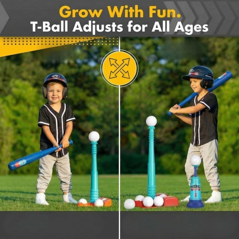 TOMLEON T Ball Stand for Kids and Toddlers 13 35 58 Baseball Set Includes 6 Large Balls an Adjustable Tball Batting Tee and a Pitching Machine Kids Bat and Ball TBall Sets for Kids - Image 3