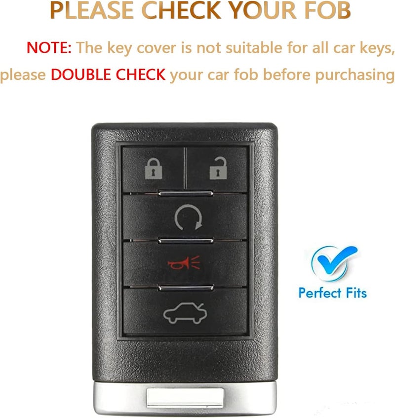 OFFCURVE Key Fob Cover for Cadillac, Soft TPU Car Key Case Protector for Cadillac SRX ATS ELR XTS 2010 2011 2012 2013 2014 2015 Keyless Entry Remote Control Start Car Key Accessories, White - Image 2