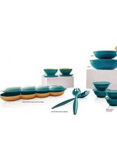 Tupperware Clear Green-Gold Storage Container Set of 10 