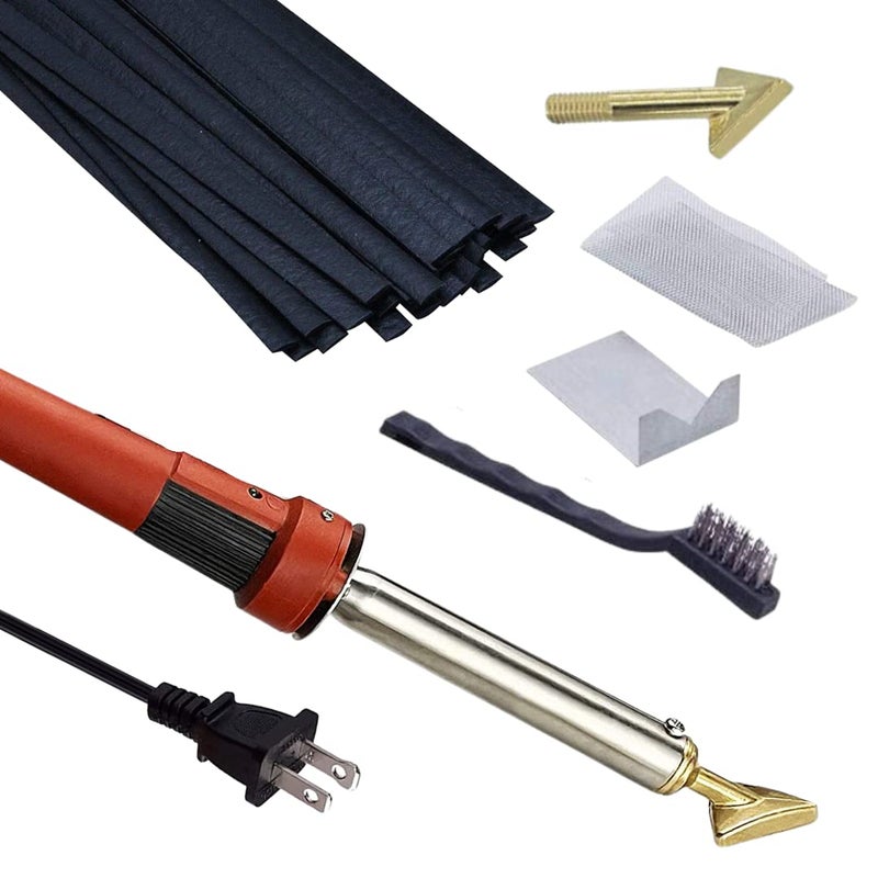 Massca Plastic Welding Kit with Welder, Rods, Reinforcing Mesh, Hot Iron Stand, and Wire Brush - Plastic Bumper Repair Kit DIY Arts, Crafts & Professional Surface Repair, Portable 80 Watt - Image 1
