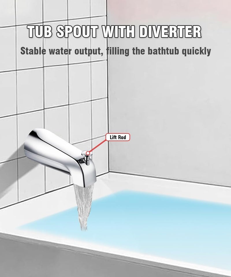 FROPO Tub Spout with Diverter, Slip On Bathtub Spout Fits 1/2'' Copper Tube(5/8'' Dia), Bathroom Tub Faucet with PTFE Tape & Hex Wrench, Chrome - Image 4