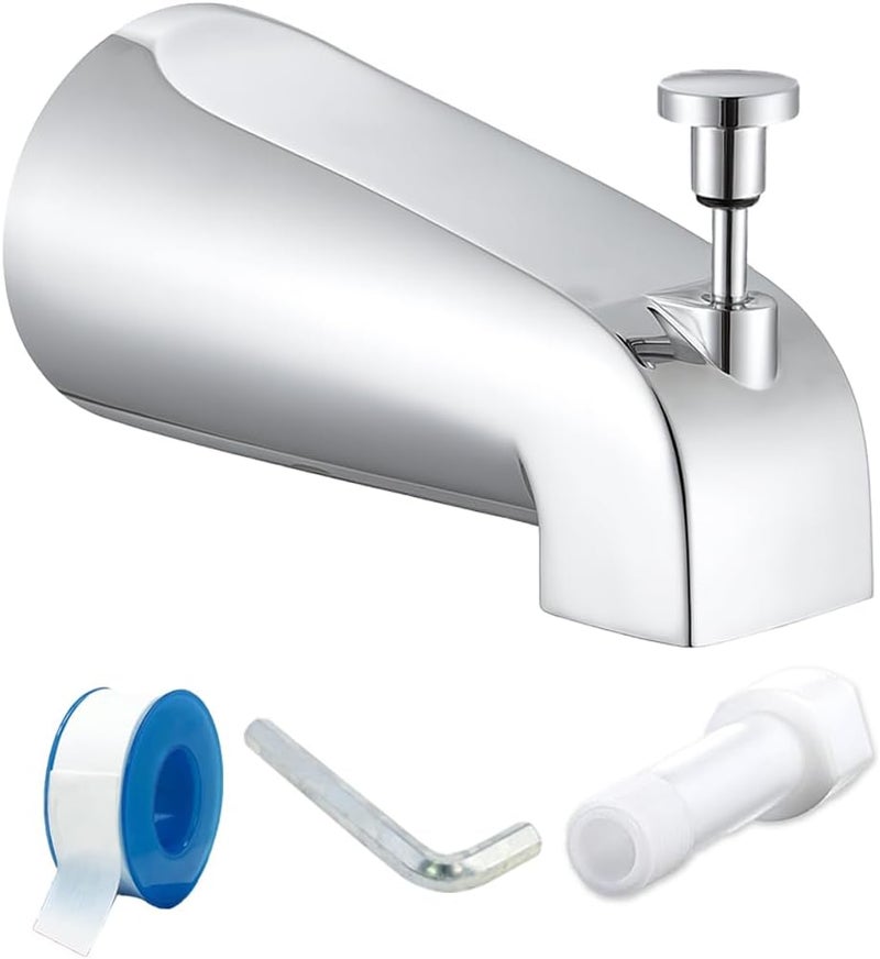 FROPO Tub Spout with Diverter, Slip On Bathtub Spout Fits 1/2'' Copper Tube(5/8'' Dia), Bathroom Tub Faucet with PTFE Tape & Hex Wrench, Chrome - Image 1