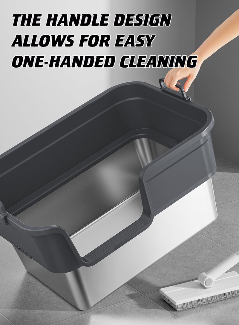 كيدل الفولاذ المقاوم للصدأ قطة القمامة صندوق القمامة المعدنية علبة مع جوانب الجدار العالية مكافحة التسرب برش-دليل - Image 5