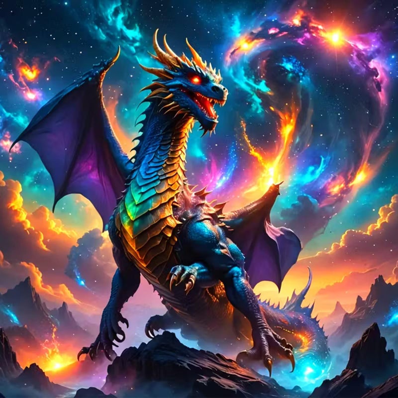 KTHOFCY 5D DIY Animal Dragon Diamond Painting Kits for Adults,Magic Magic Dragon Full Drill Embroidery Cross Stitch Crystal Rhinestone Paintings Arts Wall Decor Painting Dots Kits 11.8X11.8 inch - Image 1