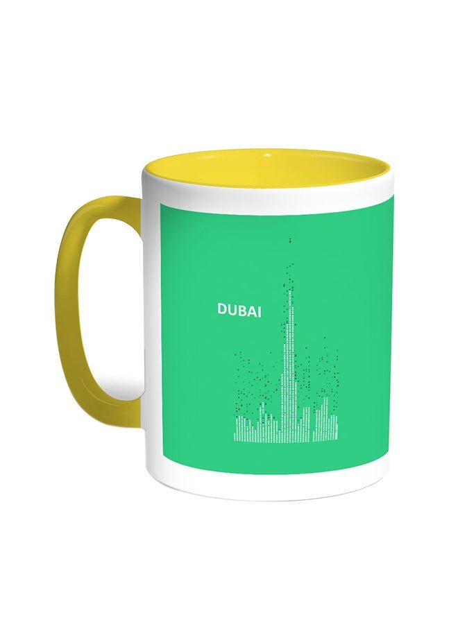 RKN Abstract Drawing - Dubai Towers Printed Coffee Mug Yellow/White 11ounce - Image 2