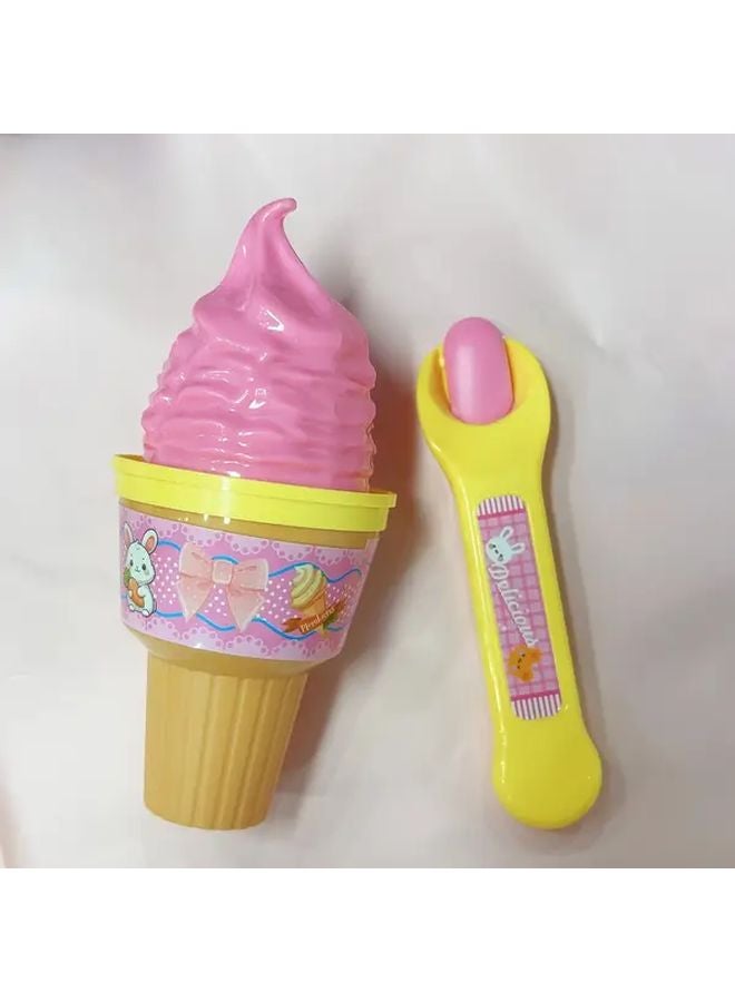 Pink Yellow Ice Cream Cone Feeding Toy With Spoon Durable Pet Feeder Pretend Play Game - Image 5